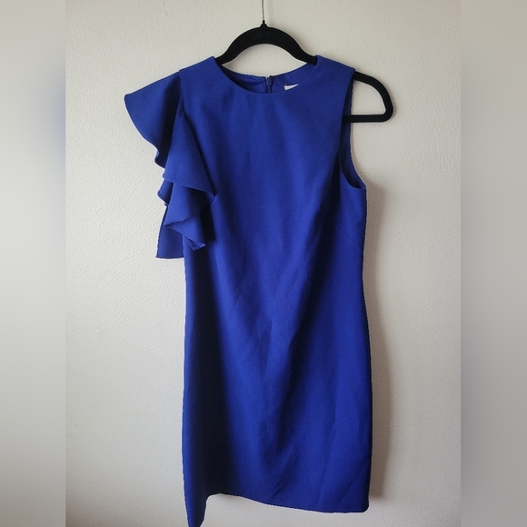 Julia Jordan Blue Cocktail Formal Sleeveless Sheath Ruffle Dress. Size 4. - Picture 4 of 7